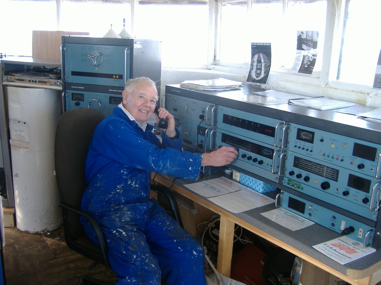 Stan at the Kelvin Hughes ships Radio Station